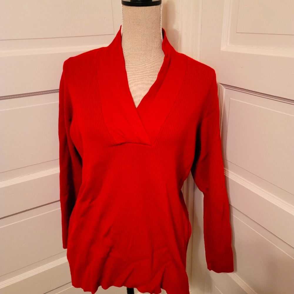 Red v neck sweater